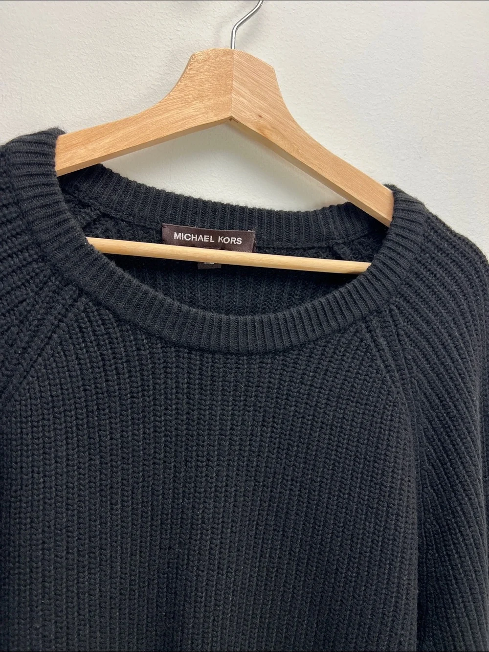 Michael Kors Wool Cashmere Ribbed Shaker Sweater Black Mens XL Fisherman Chunky